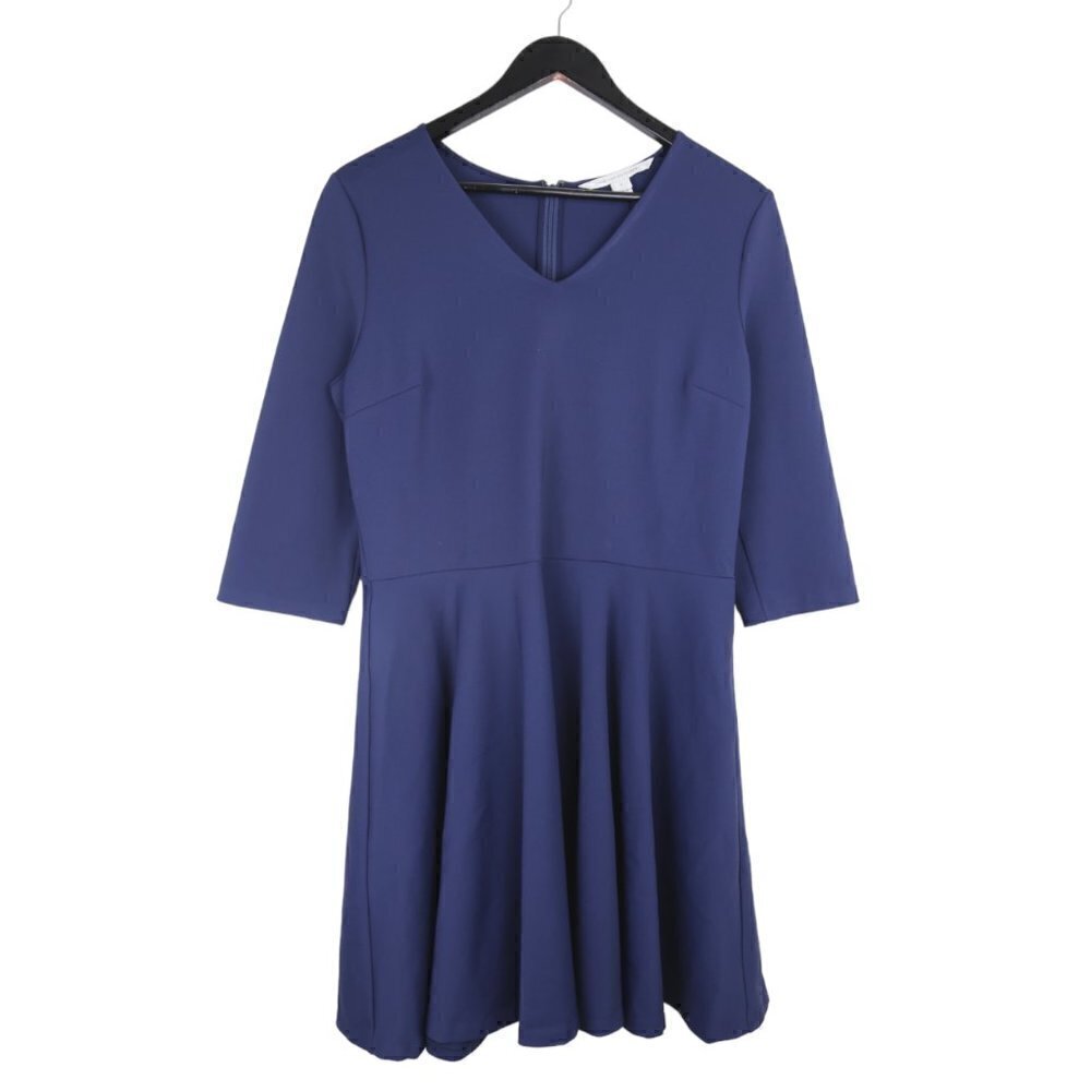 DIANE VON FURSTENBERG Jeannie V-Neck Elbow Navy Blue Dress Size 12